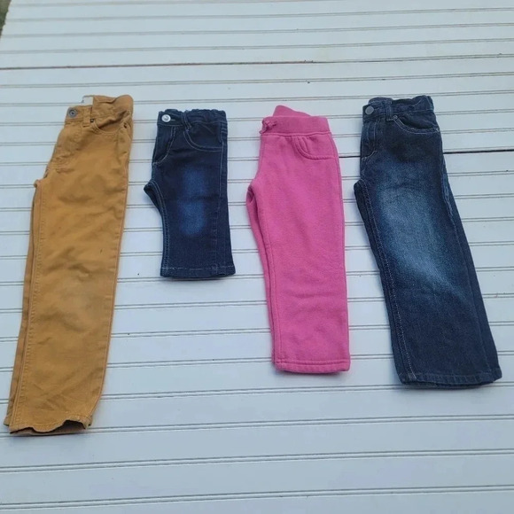 Lot Of 4 Kids Place Cherokee Denim Jeans Flare Girls Blue Adjustable Wide 4T - Picture 1 of 11